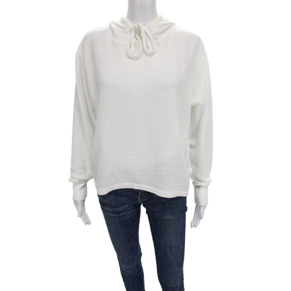 Wesley Women Pullover Hoodie White Long Sleeve 50/50 CottonPoly Size S